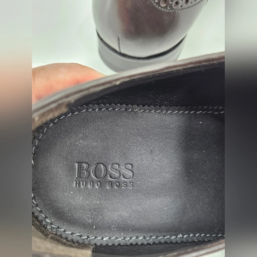 Hugo BOSS Men's BROWN Leather WINGTIP Oxford Shoes Sz 11 *READ*